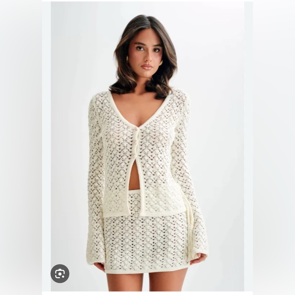 Murphy long sleeve knit shell button cardigan